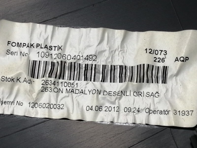 Recambio de guarnecido puerta delantera derecha para fiat doblo cargo basis kasten referencia OEM IAM 735469697 735455641 / 7355