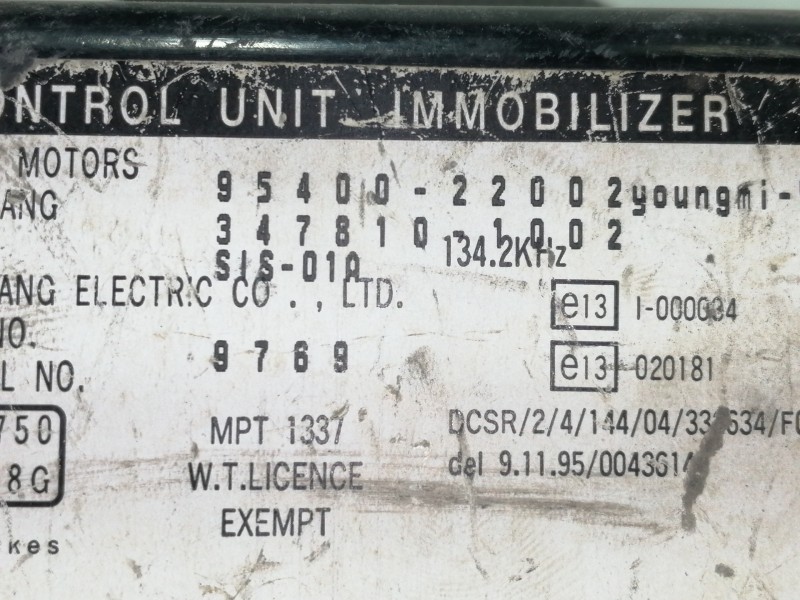 Recambio de centralita inmovilizador para hyundai accent (lc) gl 4p referencia OEM IAM 954002200  
