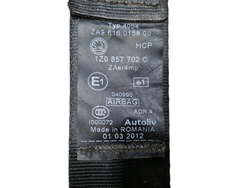 Recambio de cinturon seguridad delantero derecho para skoda octavia berlina (1z3) ambition referencia OEM IAM 1Z0857702C  