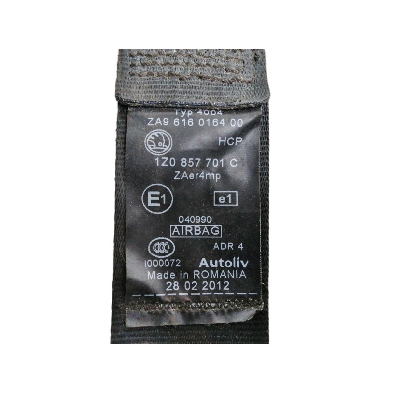 Recambio de cinturon seguridad delantero izquierdo para skoda octavia berlina (1z3) ambition referencia OEM IAM 1Z0857701C  