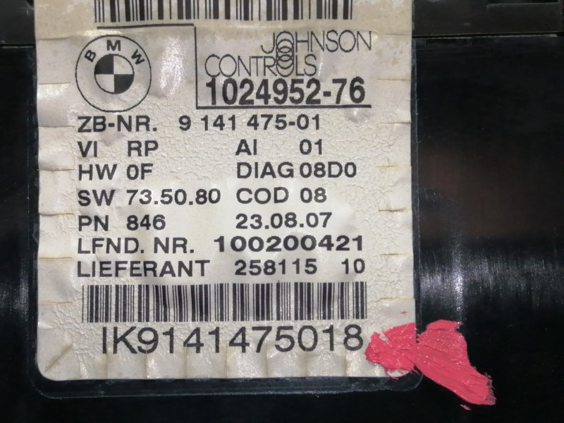 Recambio de cuadro instrumentos para bmw serie 1 berlina (e81/e87) 118d referencia OEM IAM 102495276 95276100200421 914147501 