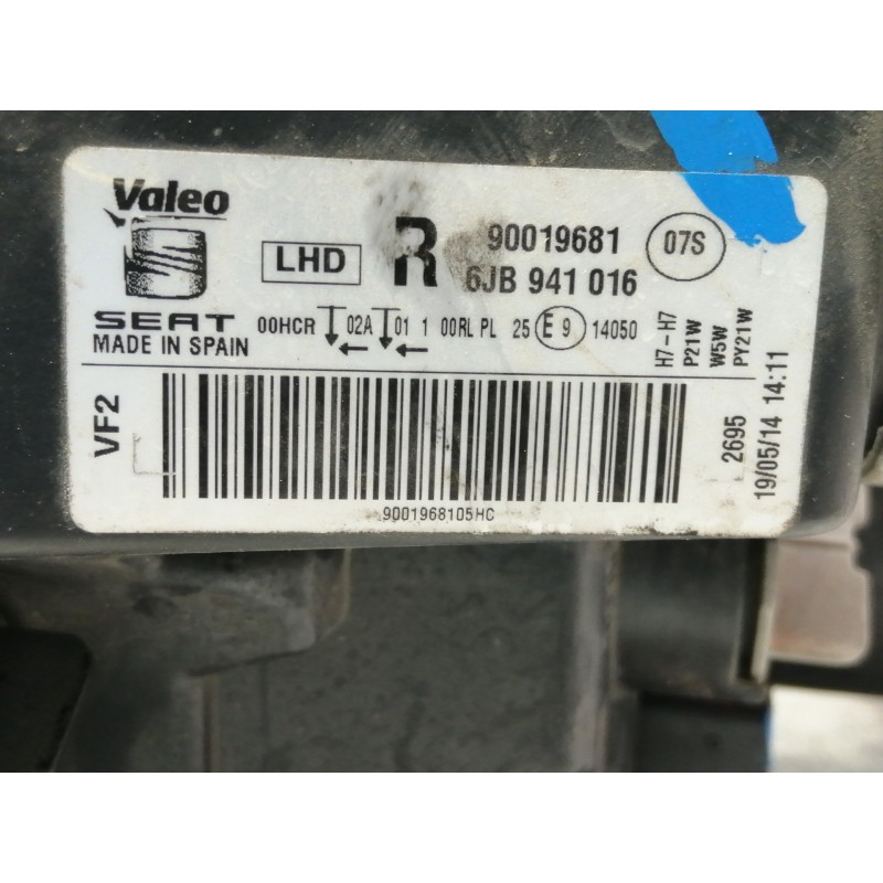 Recambio de faro derecho para seat toledo (kg3) style referencia OEM IAM 6JB941016 90019681 