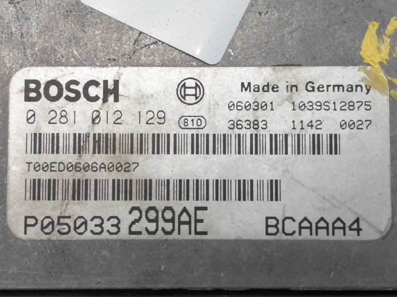 Recambio de centralita motor uce para dodge caliber s referencia OEM IAM 0281012129 1039S12875 T00ED0606A0027 P05033299AE BCAAA4