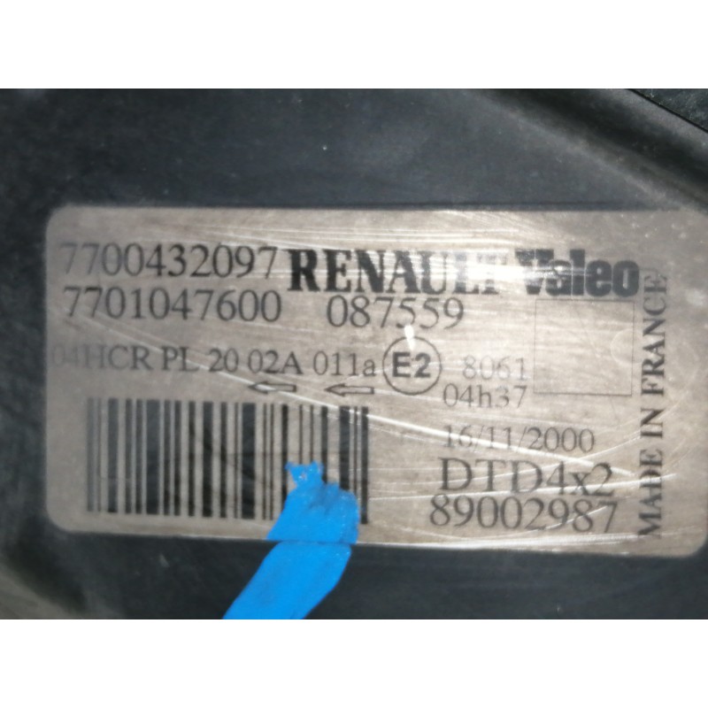 Recambio de faro derecho para renault scenic (ja..) 1.6 16v authentique (ja0b/11) referencia OEM IAM 7700432097 7701047600 