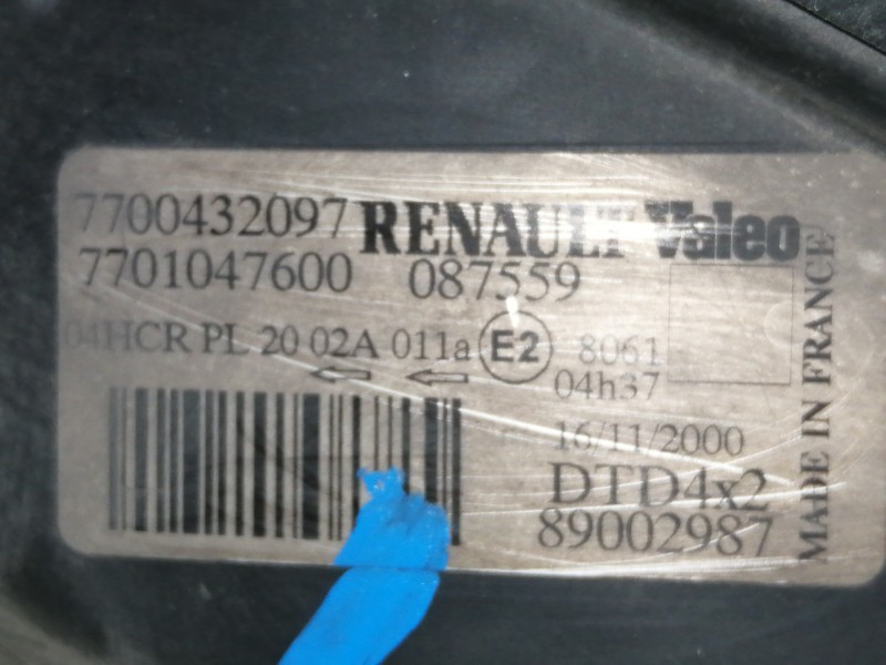 Recambio de faro derecho para renault scenic (ja..) 1.6 16v authentique (ja0b/11) referencia OEM IAM 7700432097 7701047600 