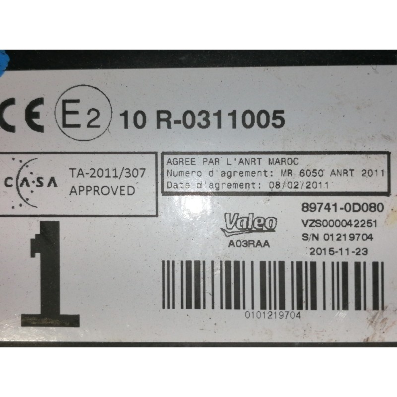 Recambio de modulo electronico para toyota yaris active referencia OEM IAM 897410D080 VZS000042251 01219704