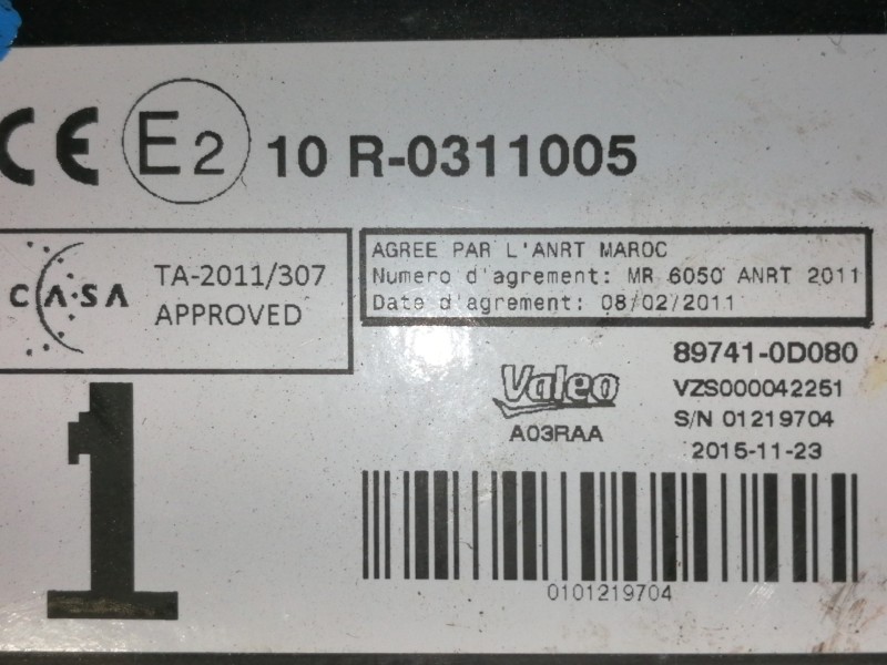 Recambio de modulo electronico para toyota yaris active referencia OEM IAM 897410D080 VZS000042251 01219704