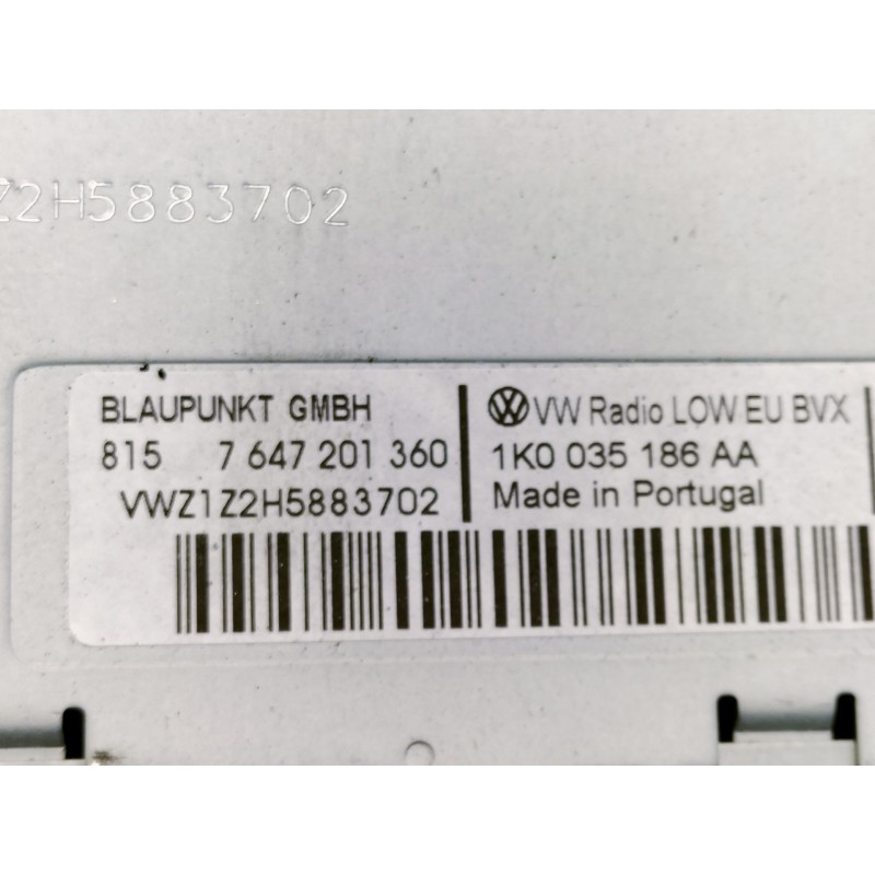 Recambio de sistema audio / radio cd para volkswagen golf vi (5k1) advance referencia OEM IAM 1K0035186AA 8157647201360 