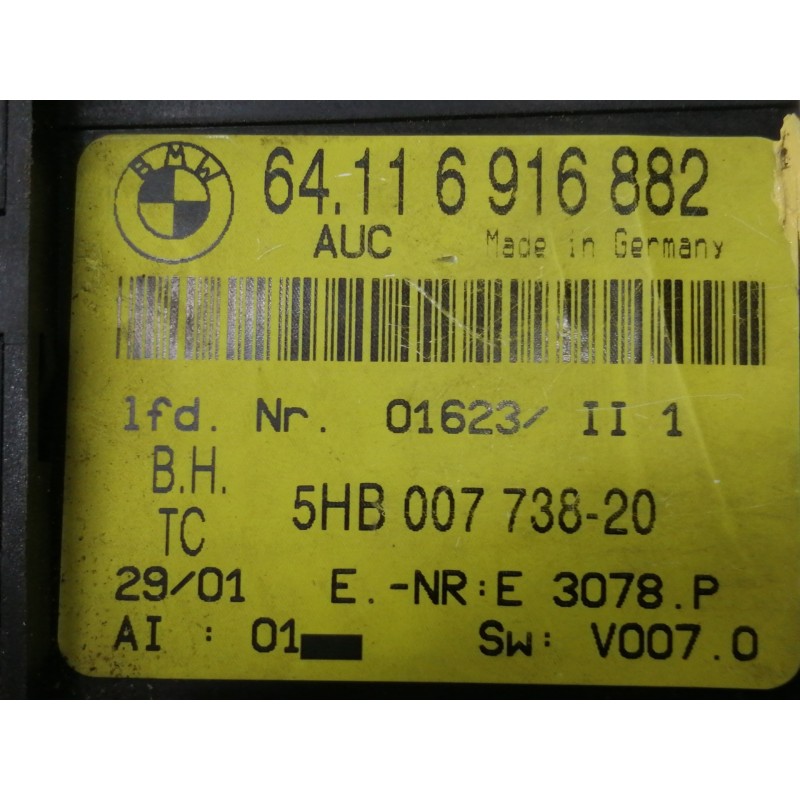 Recambio de mando calefaccion / aire acondicionado para bmw serie 3 berlina (e46) 320d referencia OEM IAM 64116916882 5HB0077382
