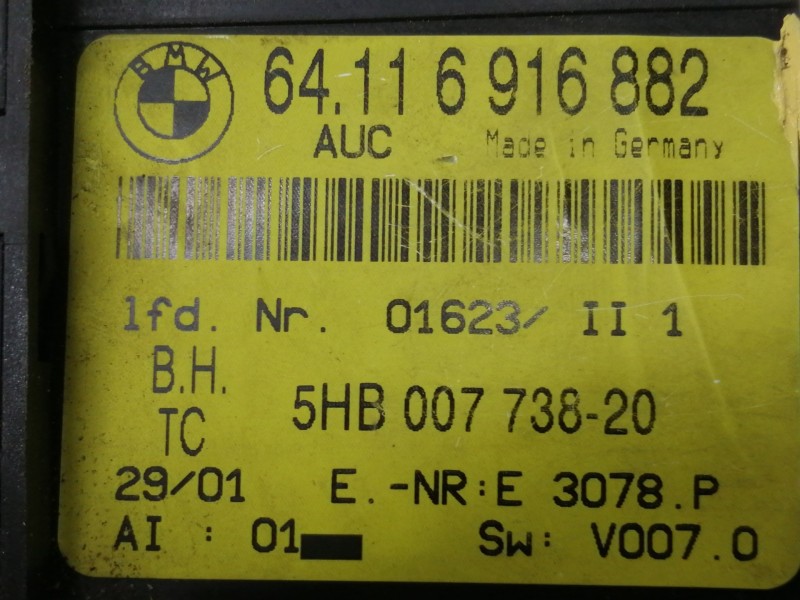Recambio de mando calefaccion / aire acondicionado para bmw serie 3 berlina (e46) 320d referencia OEM IAM 64116916882 5HB0077382
