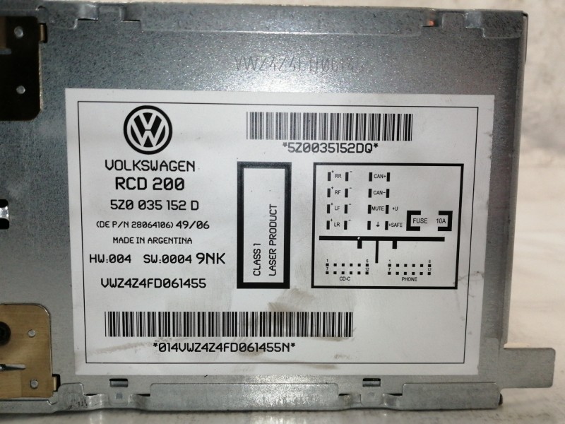 Recambio de sistema audio / radio cd para seat alhambra (7v9) reference referencia OEM IAM 5Z0035152D 5Z0035152DQ VWZ4Z4FD061455