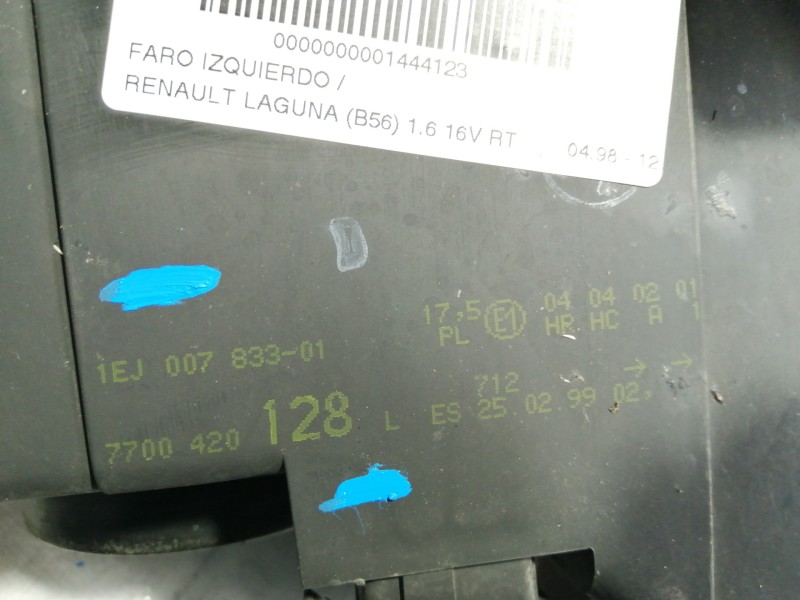 Recambio de faro izquierdo para renault laguna (b56) 1.6 16v rt referencia OEM IAM 7700420128 1EJ00783301 