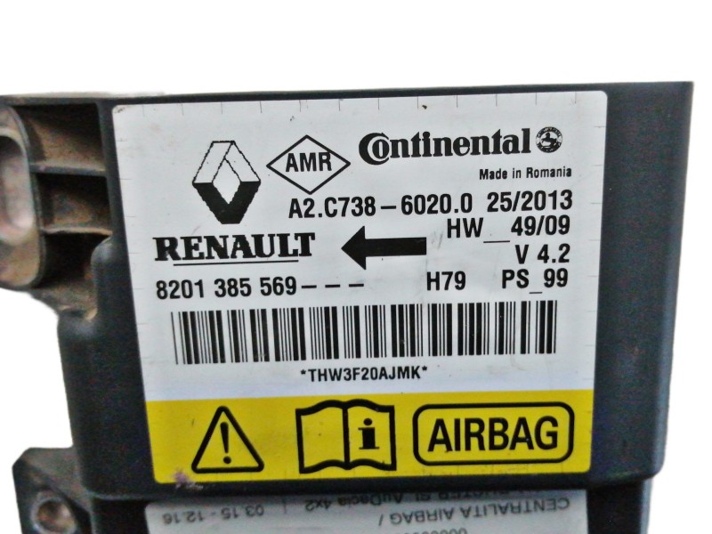 Recambio de centralita airbag para dacia duster sl audacia 4x2 referencia OEM IAM 8201385569 A2C73860200 