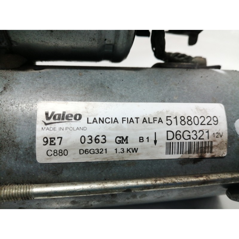 Recambio de motor arranque para fiat fiorino básico furgón referencia OEM IAM 51880229 D6G321 C880