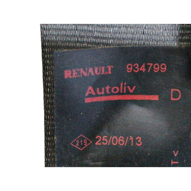 Recambio de cinturon seguridad delantero derecho para dacia duster sl audacia 4x2 referencia OEM IAM 934799 8200934799 