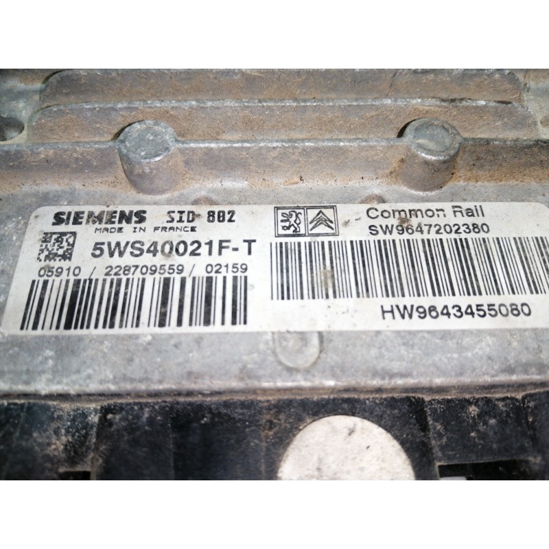 Recambio de centralita motor uce para citroën c3 1.4 hdi exclusive referencia OEM IAM 5WS40021F SW9647202380 / 9647202380 HW9643