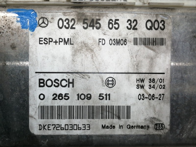 Recambio de centralita abs para mercedes-benz clase sl (w230) roadster 500 (230.475) referencia OEM IAM 0265109511 0325456532Q03