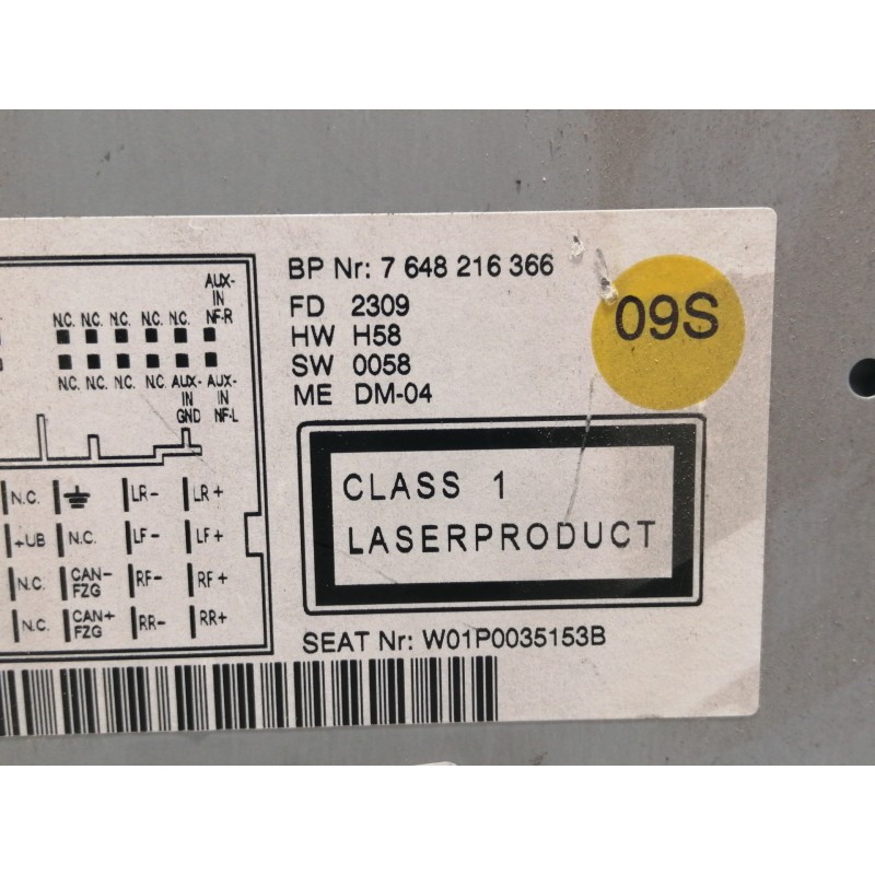 Recambio de sistema audio / radio cd para seat leon (1p1) reference referencia OEM IAM 7648216366 W01P0035153B 1P0035153B 815764