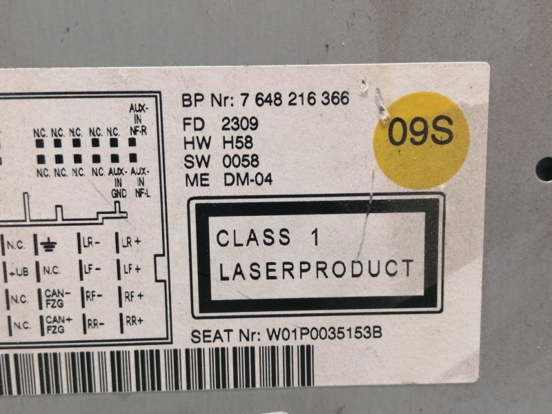 Recambio de sistema audio / radio cd para seat leon (1p1) reference referencia OEM IAM 7648216366 W01P0035153B 1P0035153B 815764
