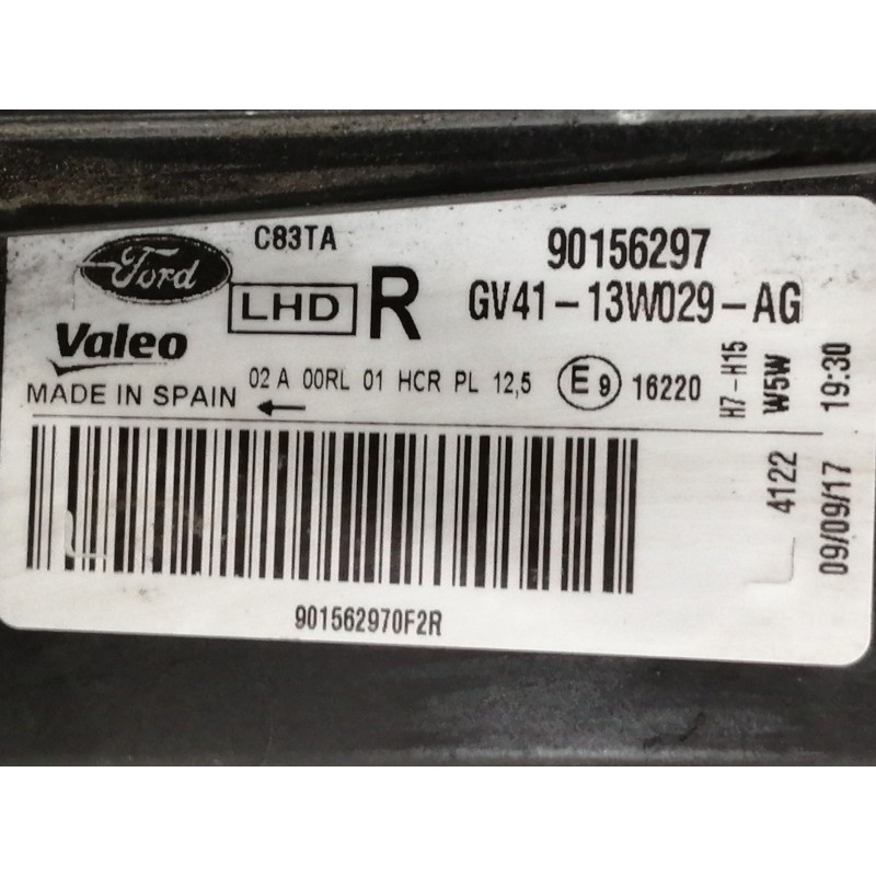 Recambio de faro derecho para ford kuga (cbs) 1.5 tdci cat referencia OEM IAM GV4113W029AG 90156297 901562970F2R