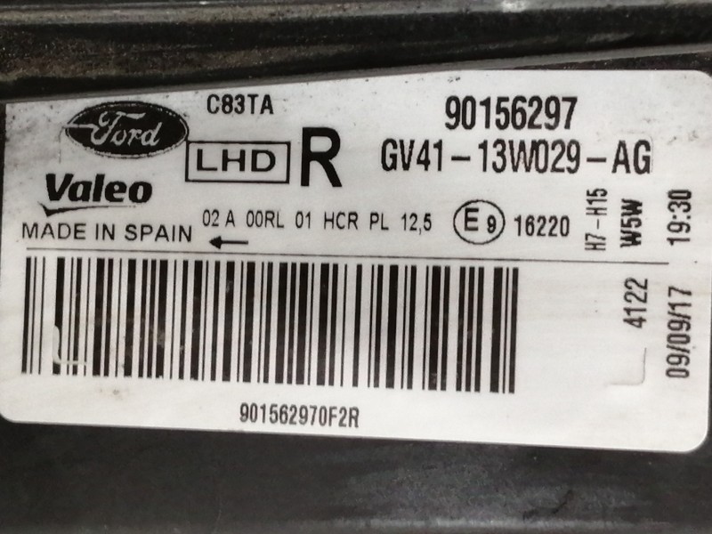 Recambio de faro derecho para ford kuga (cbs) 1.5 tdci cat referencia OEM IAM GV4113W029AG 90156297 901562970F2R