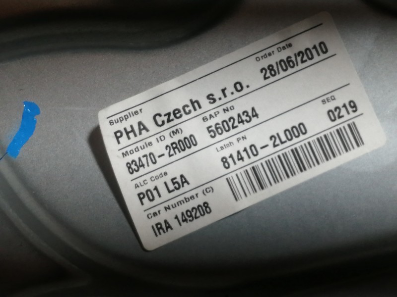 Recambio de elevalunas trasero izquierdo para hyundai i30 classic referencia OEM IAM 834702R000 5602434 / 814102L000 MANUAL