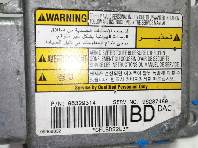 Recambio de centralita airbag para daewoo nubira berlina se (1999) referencia OEM IAM 96329314 96287489 