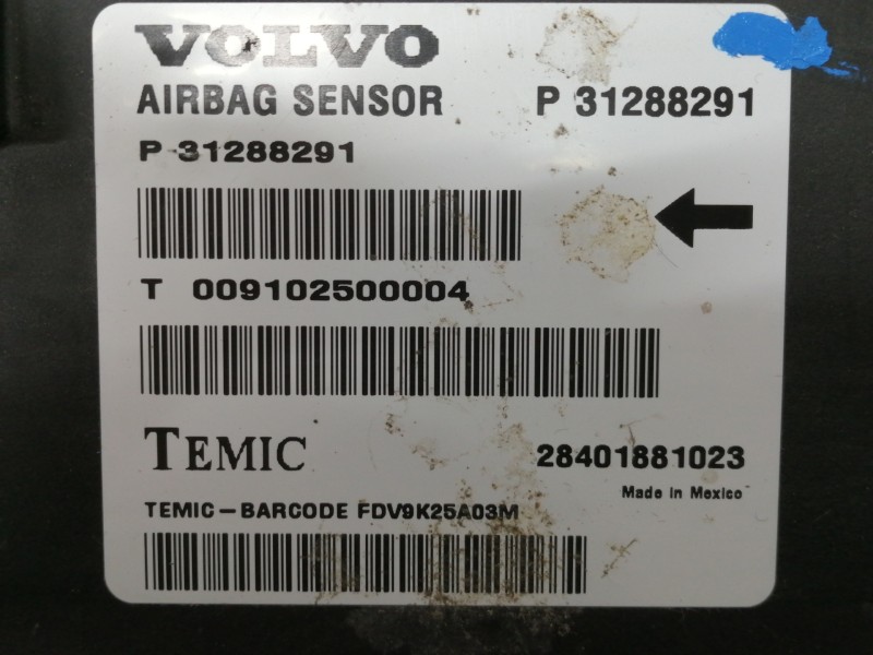 Recambio de centralita airbag para volvo s80 berlina 2.4 d momentum referencia OEM IAM P31288291 T009102500004 28401881023