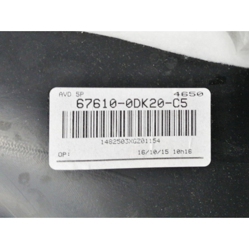 Recambio de guarnecido puerta delantera derecha para toyota yaris active referencia OEM IAM 677630D130 676100DK20C5 