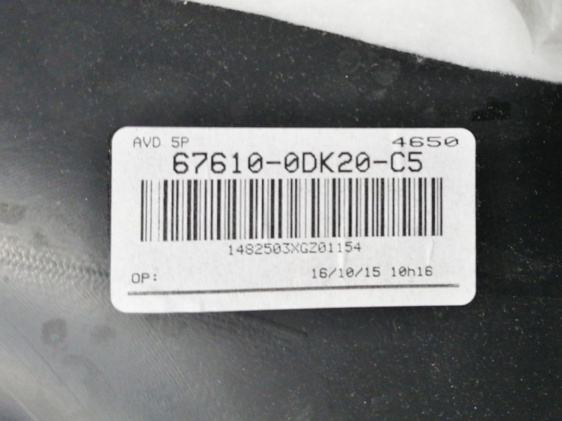 Recambio de guarnecido puerta delantera derecha para toyota yaris active referencia OEM IAM 677630D130 676100DK20C5 