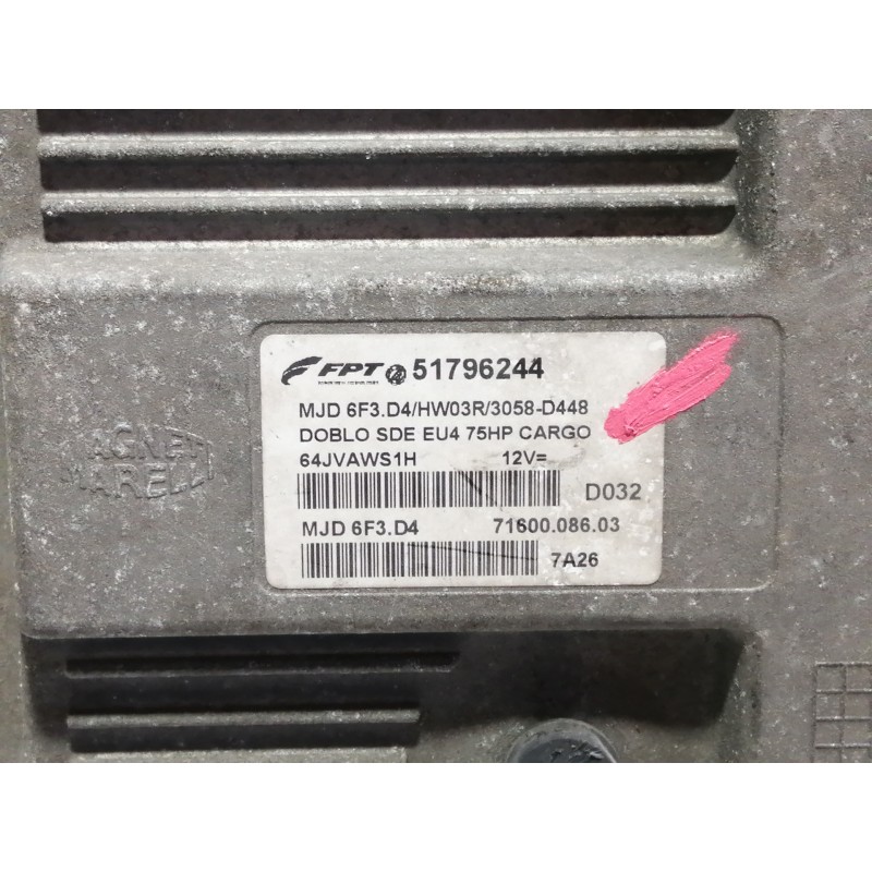 Recambio de centralita motor uce para fiat doblo i cargo 1.3 jtd sx furgón referencia OEM IAM 51796244 7160008603 MJD6F3D4 