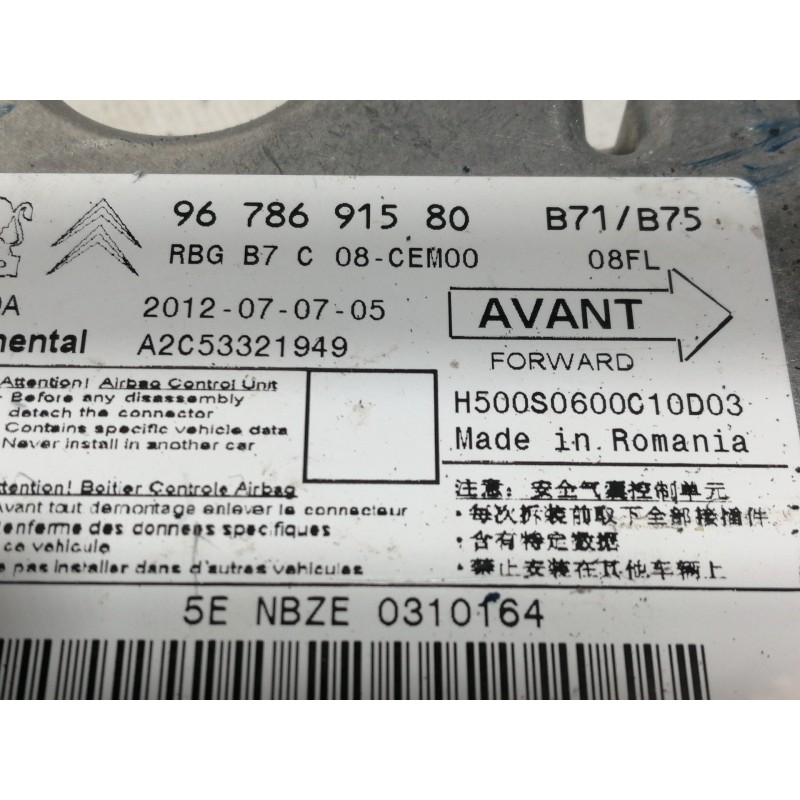 Recambio de centralita airbag para citroën c4 lim. collection referencia OEM IAM 9678691580 A2C53321949 H500S0600C10D03
