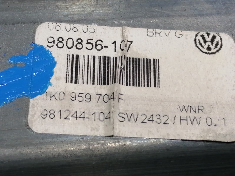 Recambio de elevalunas trasero derecho para volkswagen passat berlina (3c2) trendline referencia OEM IAM 1K0959704F 993425200 / 