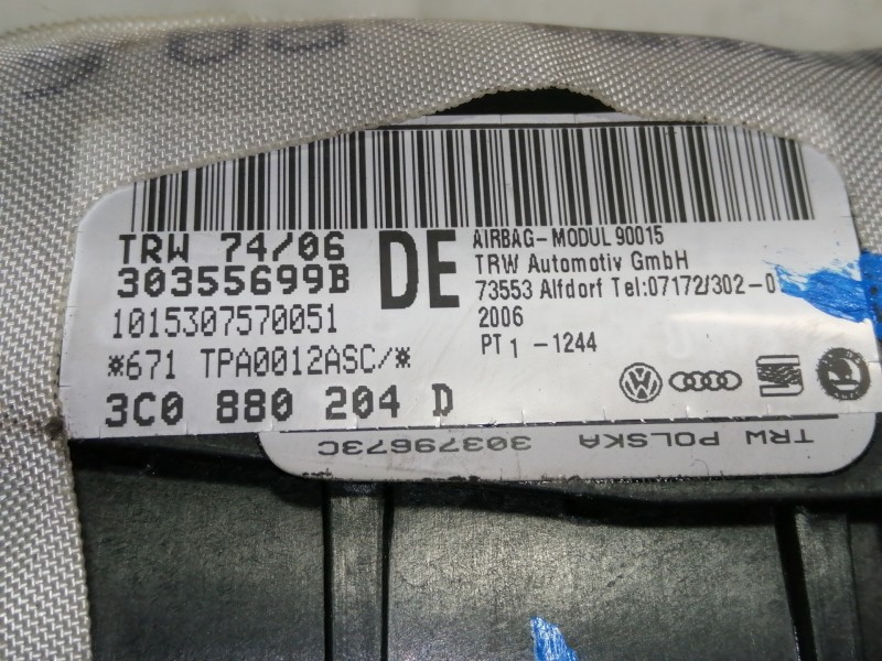 Recambio de airbag delantero derecho para volkswagen passat berlina (3c2) highline referencia OEM IAM 3C0880204D 3C0880204 / 303