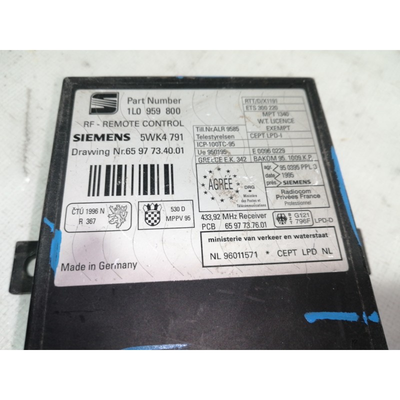 Recambio de centralita cierre para seat ibiza (6k1) signo referencia OEM IAM 1L0959800 5WK4791 