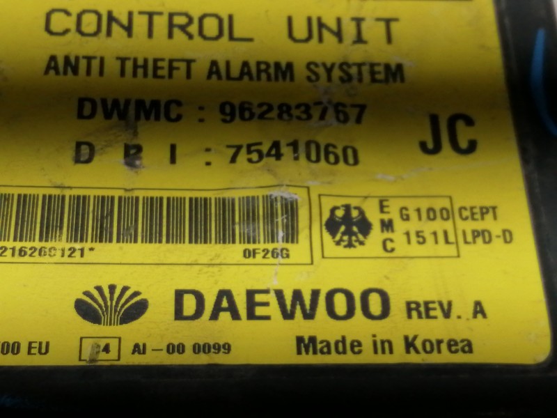 Recambio de centralita inmovilizador para chevrolet nubira wagon 2.0 tcdi se a/c referencia OEM IAM 96283767  