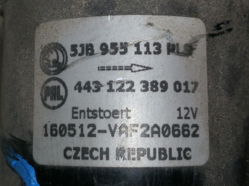 Recambio de motor limpia delantero para skoda fabia like referencia OEM IAM 5JB955113PLS 443122389017 160512VAF2A0662 