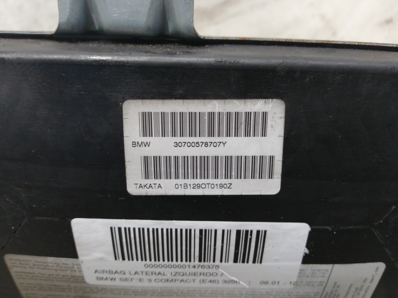 Recambio de airbag lateral izquierdo para bmw serie 3 compact (e46) 325ti referencia OEM IAM 60414013 0500002 