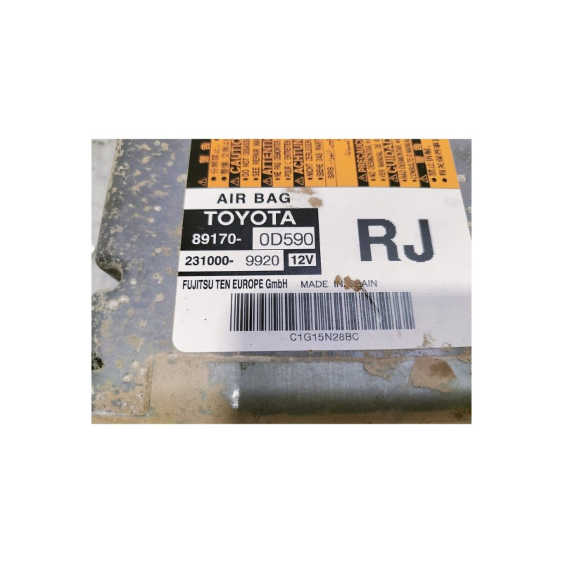 Recambio de centralita airbag para toyota yaris active referencia OEM IAM 89170 OD590 231000 9920 C1G15N28BC 