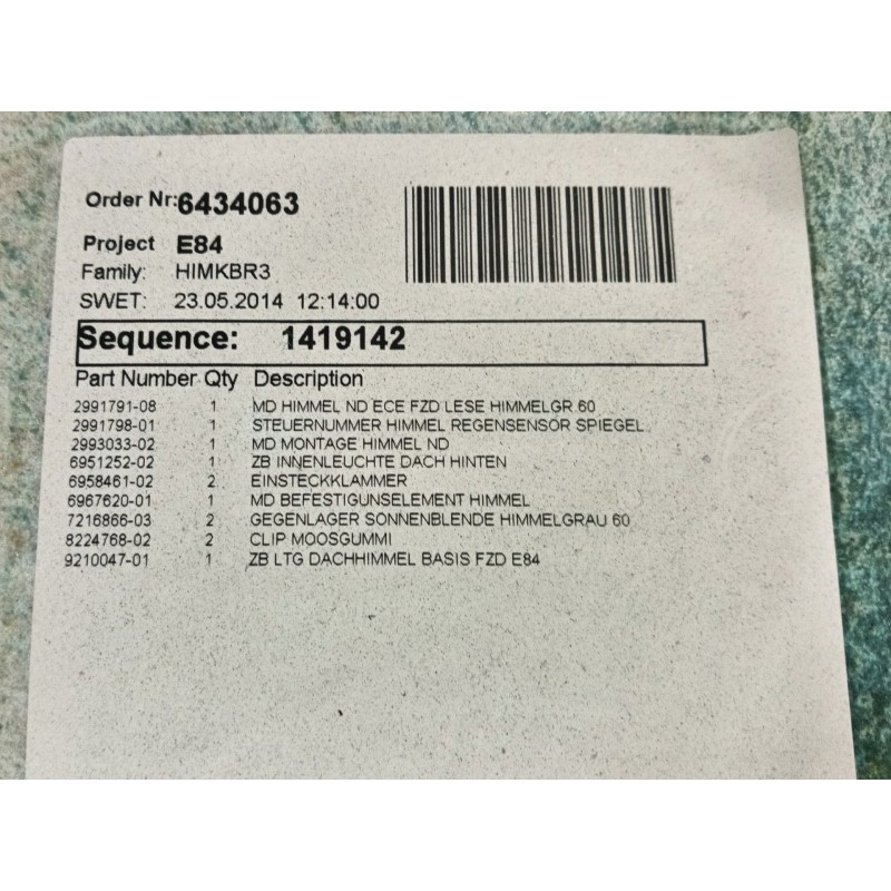 Recambio de techo interior para bmw x1 (e84) xdrive 18d referencia OEM IAM   