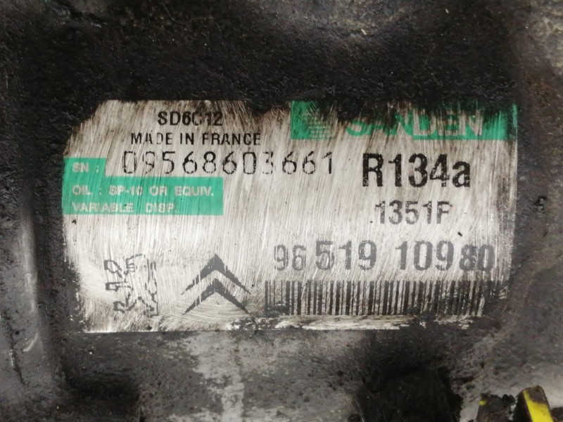 Recambio de compresor aire acondicionado para peugeot 207 x-line referencia OEM IAM 9651910980 SD6C121351F 1351F
