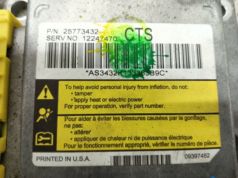 Recambio de centralita airbag para cadillac cts 3.2 elegance referencia OEM IAM 25773432 12247470 09397452