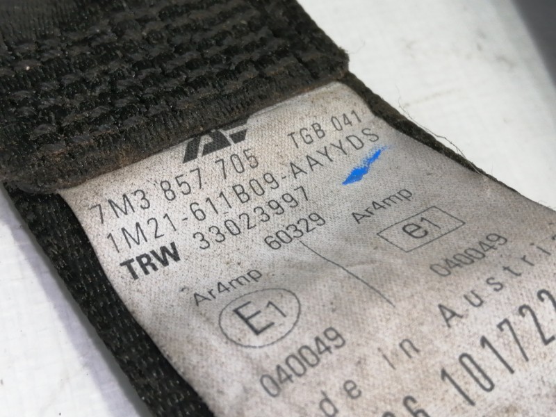 Recambio de cinturon seguridad delantero izquierdo para seat alhambra (7v9) reference referencia OEM IAM 7M3857705 5 PUERTAS 1M2