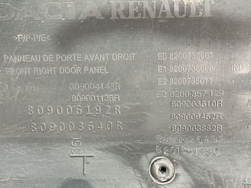 Recambio de guarnecido puerta delantera derecha para dacia duster ambiance 4x2 referencia OEM IAM   