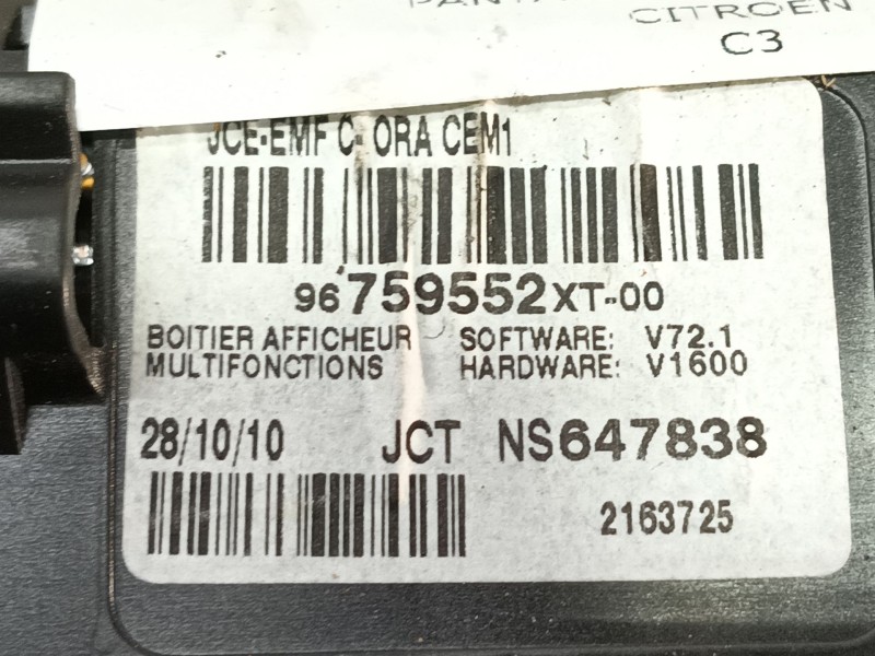 Recambio de pantalla multifuncion para citroën c3 sx referencia OEM IAM   