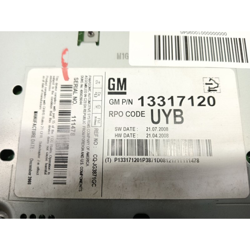 Recambio de sistema audio / radio cd para opel insignia berlina cosmo referencia OEM IAM 13317120 CQJG3871GC 49502644