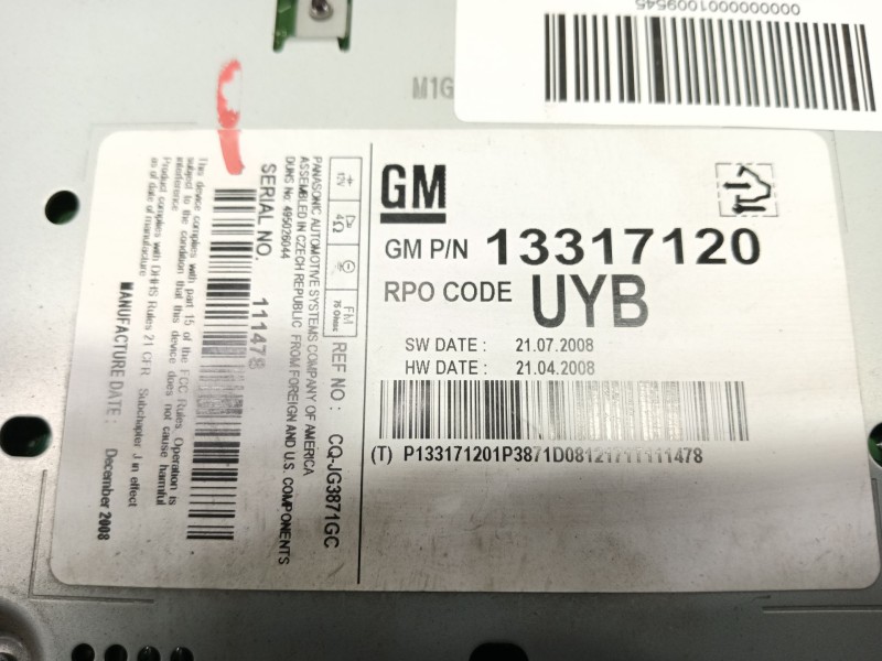 Recambio de sistema audio / radio cd para opel insignia berlina cosmo referencia OEM IAM 13317120 CQJG3871GC 49502644