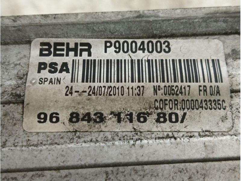 Recambio de intercooler para citroën c3 sx referencia OEM IAM 9684311680  