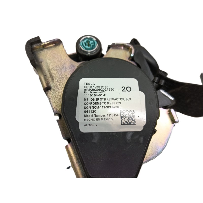 Recambio de cinturon seguridad trasero derecho para tesla model 3 (5yj3) ev awd referencia OEM IAM   
