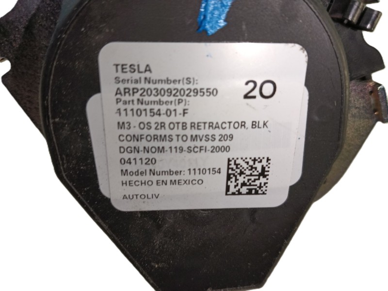 Recambio de cinturon seguridad trasero izquierdo para tesla model 3 (5yj3) ev awd referencia OEM IAM   